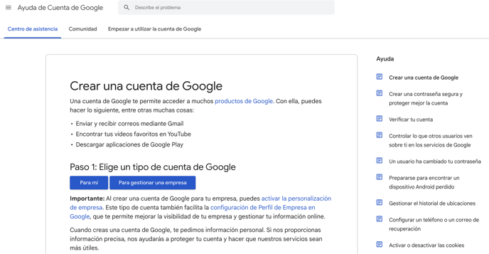 Crear cuenta de Gmail